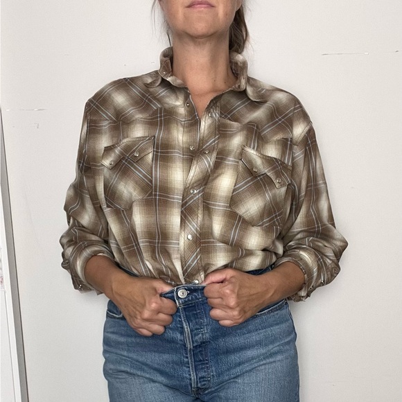 Vintage Wrangler Plaid Cowboy Shirt XL - Picture 4 of 10